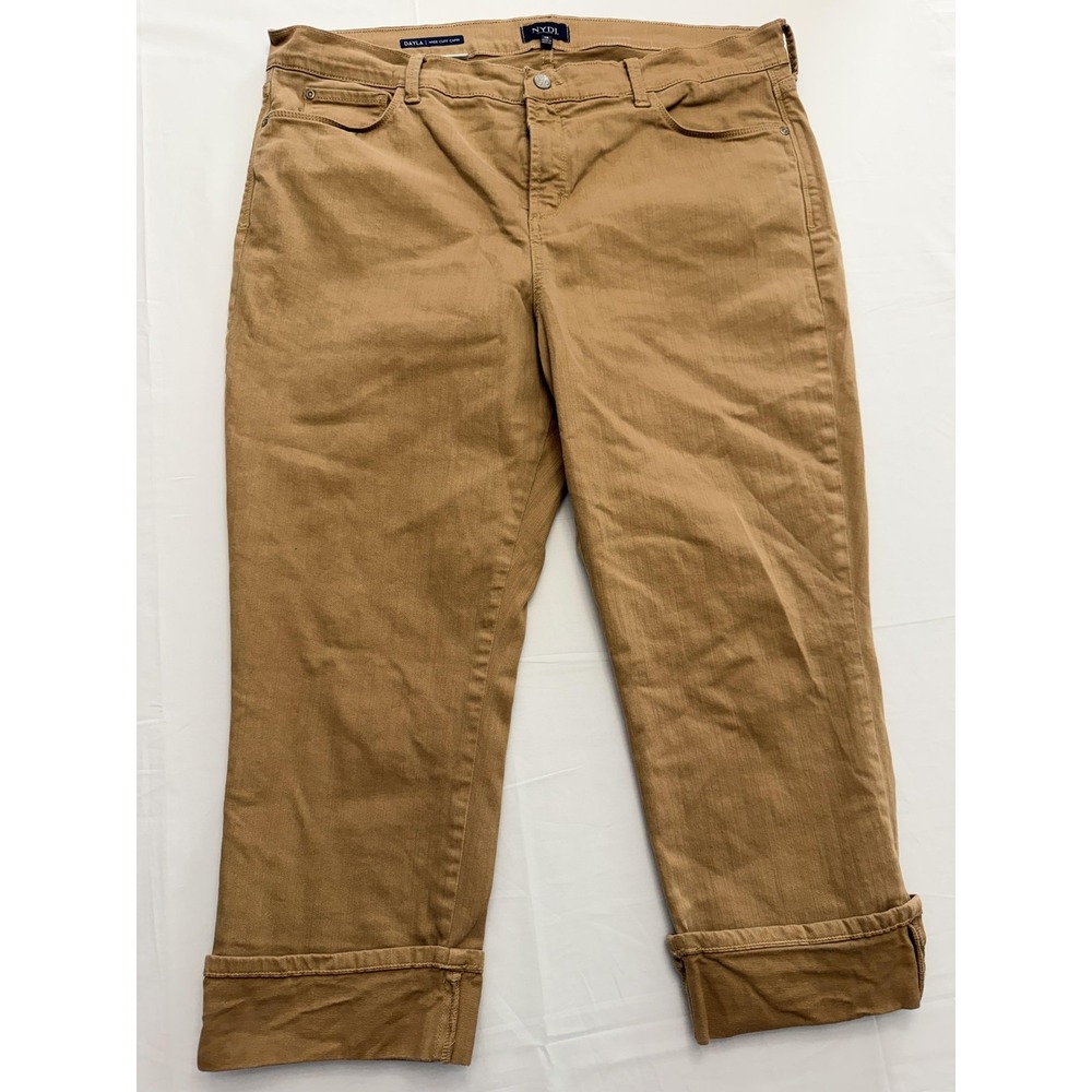 NYDJ Dayla Wide Cuff‎ Capri Jeans Womens 18 Beige Stretch Lift Tuck 41x23